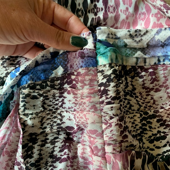 RAMY BROOK Estee 100% silk Flounce Mini Skirt Multi Blush in Size 4 Designer - Picture 6 of 12